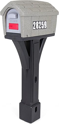 Simplay3 Classic Home - Kit combinado de plástico para buzón residencial y montaje en poste con 2 puertas de acceso gris piedranegro fabricado en