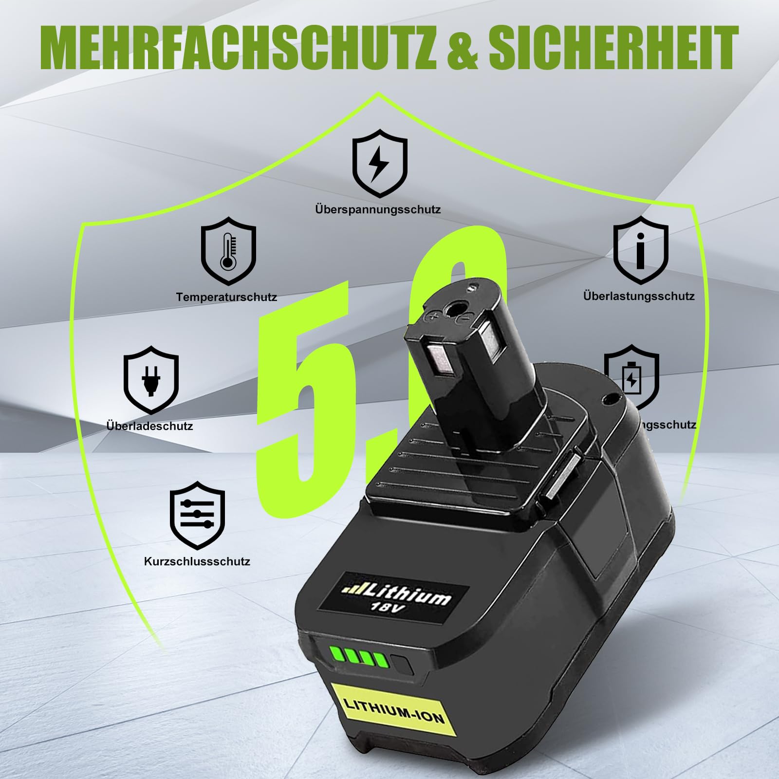 2 Packs 18V 5,0Ah Batterie de Remplacement pour Ryobi 18V One + Batterie pour Ryobi Compatible avec P108 P107 P105 P104 P102 RB18L13 RB18L15 RB18L25 RB18L40 RB18L50