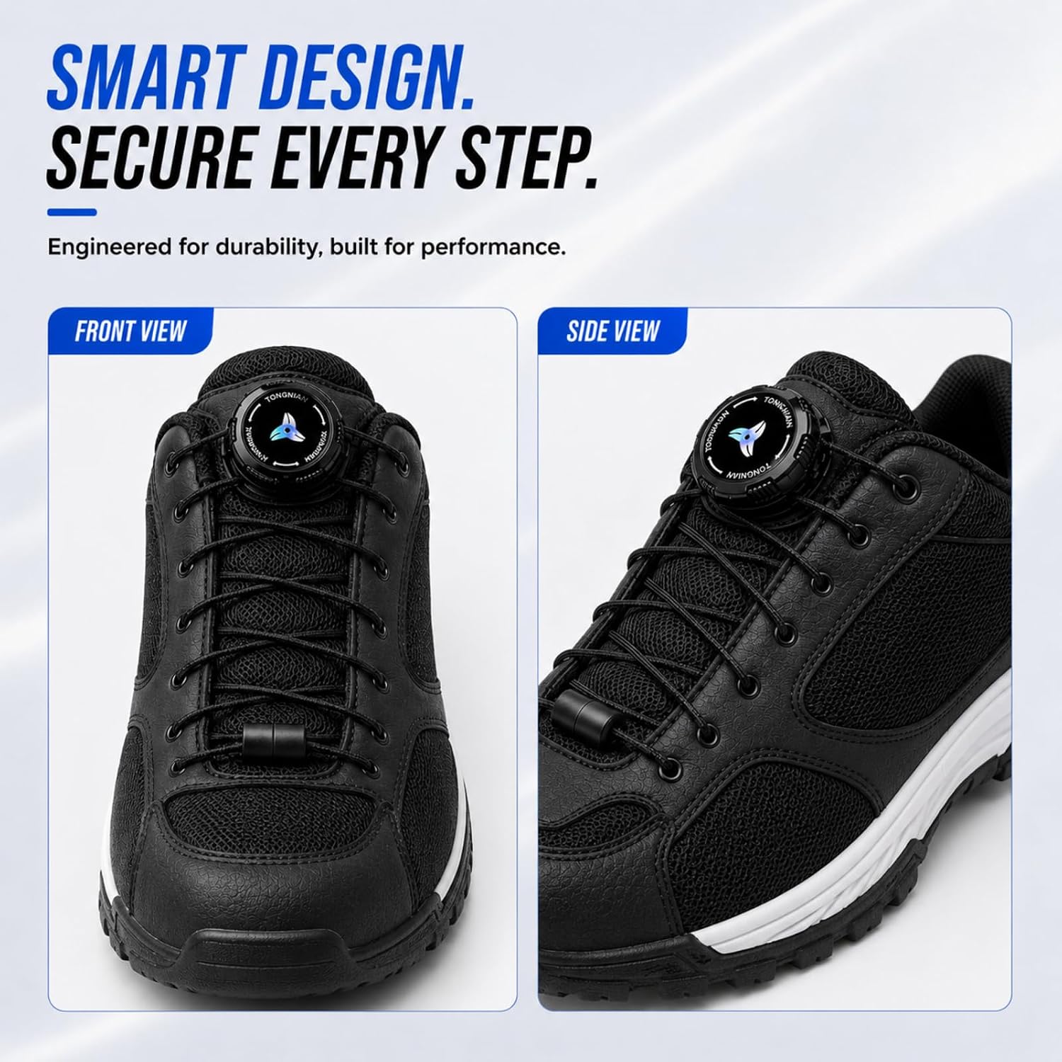 No Tie Shoelaces with Rotating Lock, Elastic Shoe Laces for Sneakers & Boots, Adjustable Tieless Laces for Adults