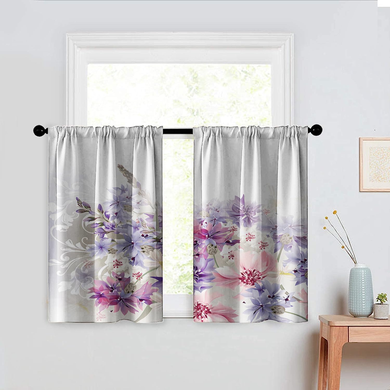Lavender Blackout Curtains for Bedroom, Purple Gold Marble Ombre Watercolor Decor Soundproof Thermal Curtains 63 Inch Length, Room Darkening Rod Pocket Window Curtain 2 Panel Set, 36" W x 63" L
