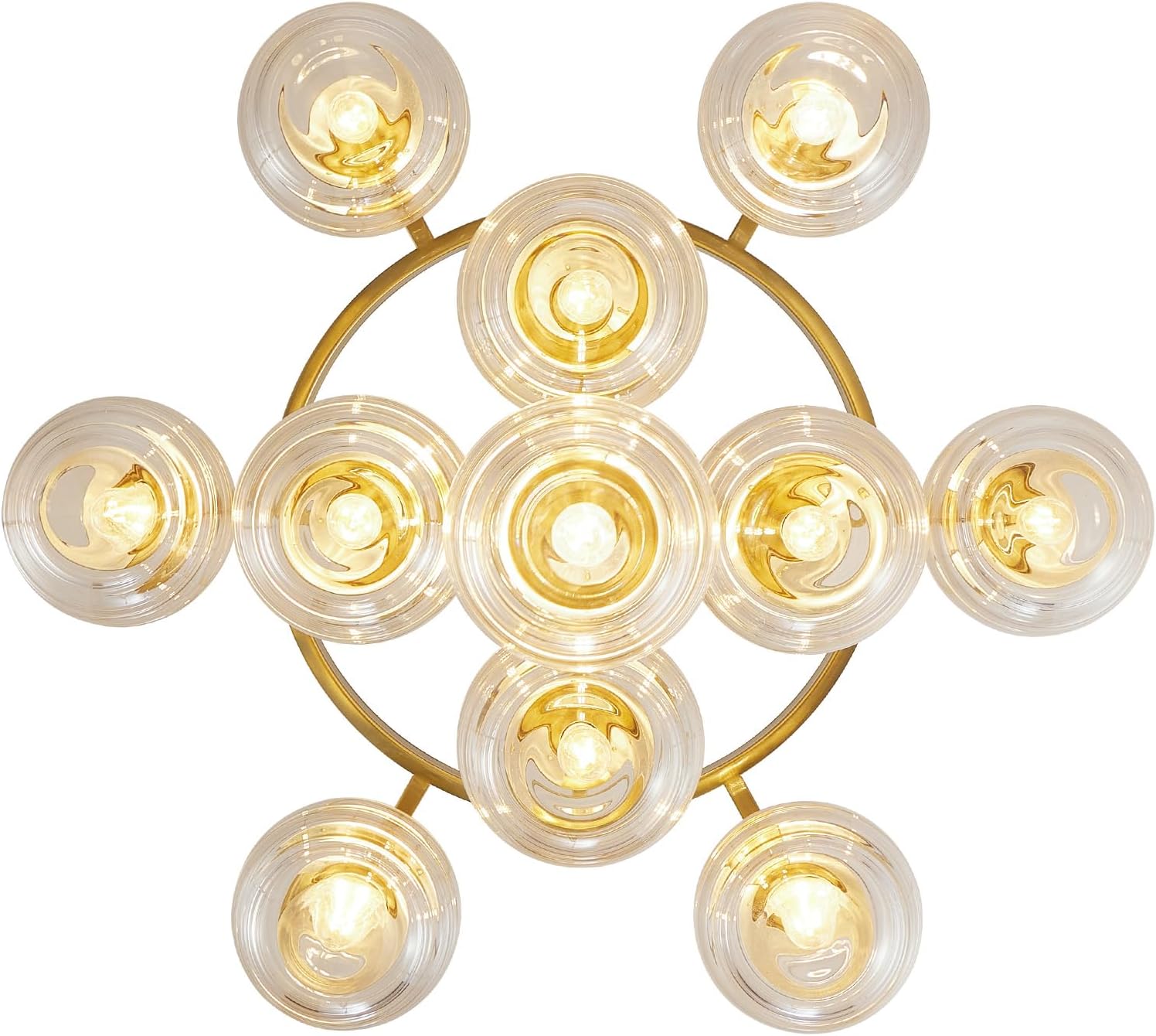 28.5" Modern Bubble Chandelier 11-Light Black Foyer Lighting Fixtures with Swirled Clear Ribbed Hand Blown Glass Shade, Hanging Pendant Lights for Kitchen Island, Living Room, Bedroom, Foyer, Entryway