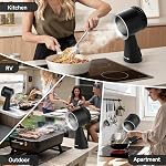 AAOBOSI Portable Range Hood, Countertop Kitchen Exhaust Fan with 3-speed, Low Noise Large Oil Cup, 10 Carbon Filters, Portable Desktop Hood for Apartments, BBQ, Hot Pot, RVs, Black