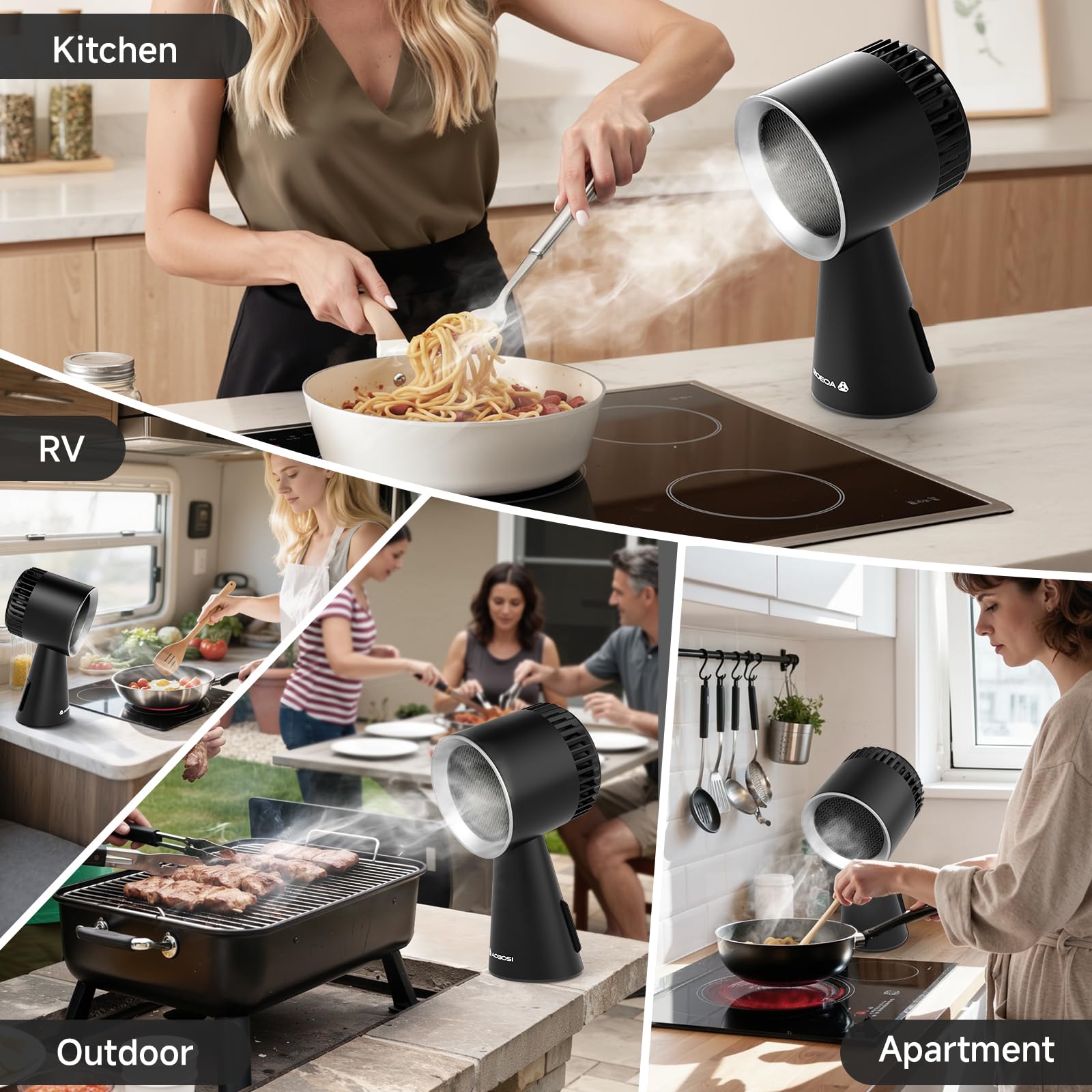 AAOBOSI Desktop Cooker Hood, Mini Household Extractor Fan Kitchen with 3 Wind Speed, Removable and Washable Filter, Large Oil Collection Cup, Portable Extractor Hood for Kitchen,RV,Hot Pot,BBQ — view 6