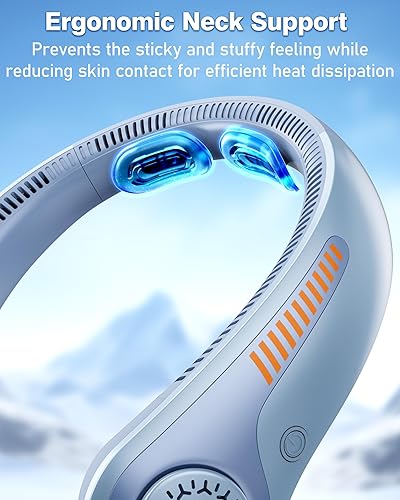 Miniatura 2 de Ventilador de cuello portátil, ventilador personal recargable con soporte para el cuello, ventilador de cuello silencioso de 5 velocidades, ligero y