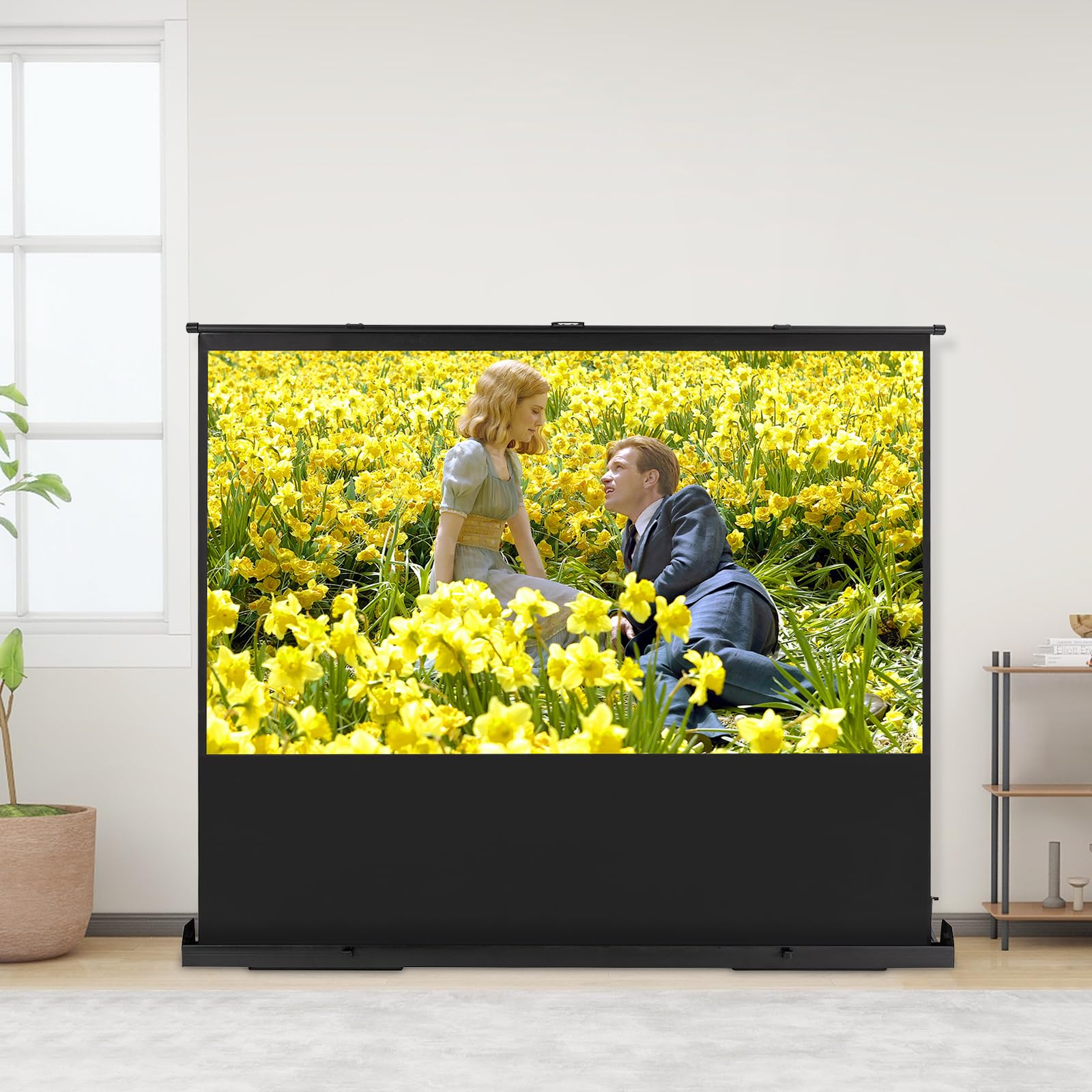 Schermo Proiezione Portatile 80 Pollici Tela 4K/8K Fibra Vetro, Proiettore Telaio Alluminio, Altezza Regolabile 100cm, Angolo 160°, Per Casa Cinema, Riunione Ufficio E Serata Esterna