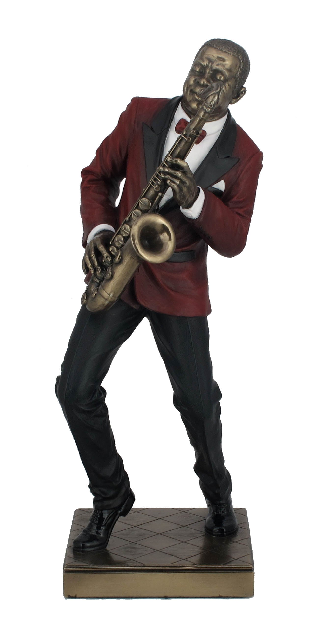 US 11.38 Inch Saxophone Player Cold Cast Statue Figurine, Bronze Color