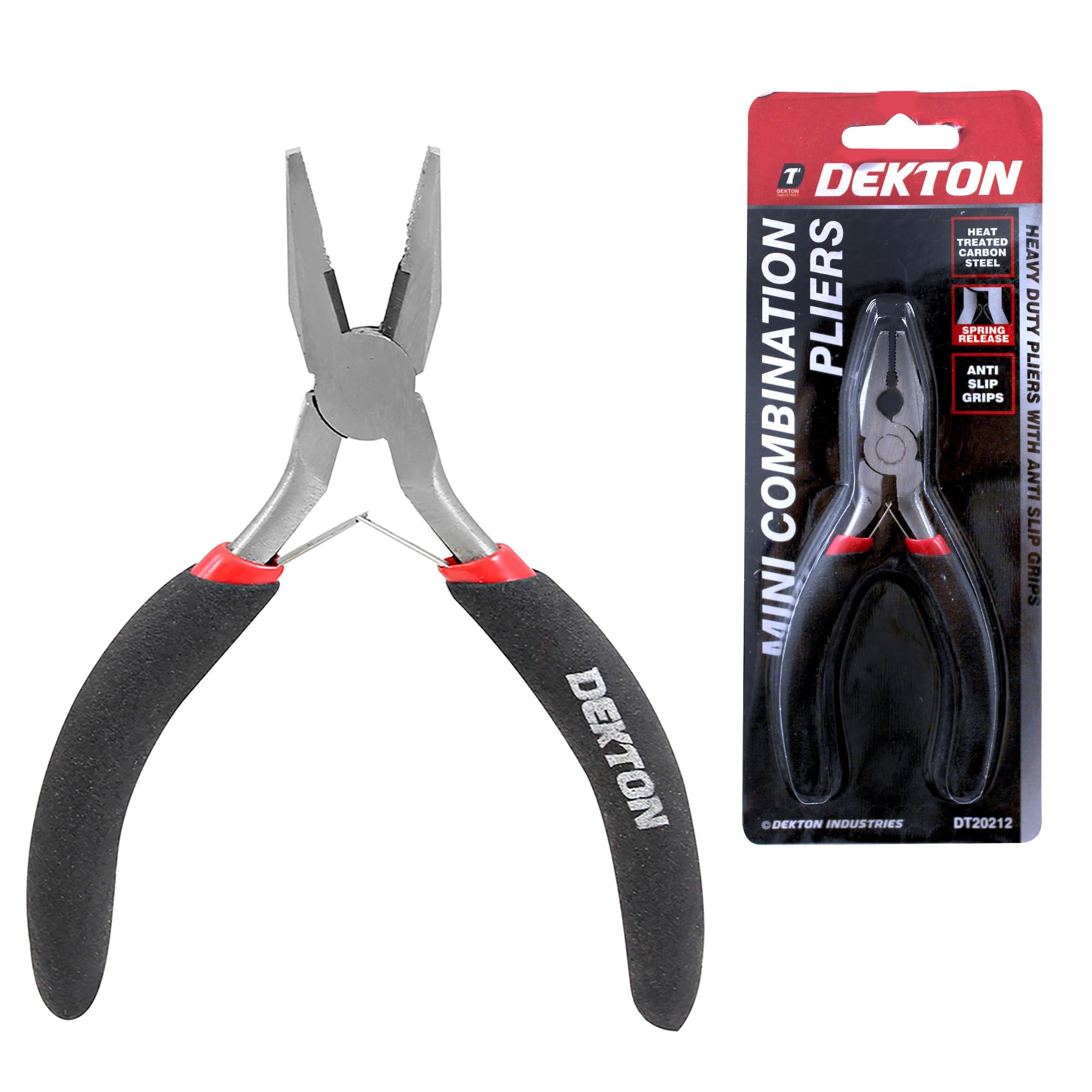 Dekton Mini Combination Pliers-Compact and Versatile Tool|High-Carbon Steel Construction for Strength and Durability|Ergonomic Non-Slip Handle for Comfort|Ideal for Electronics, Crafting, Small Repair