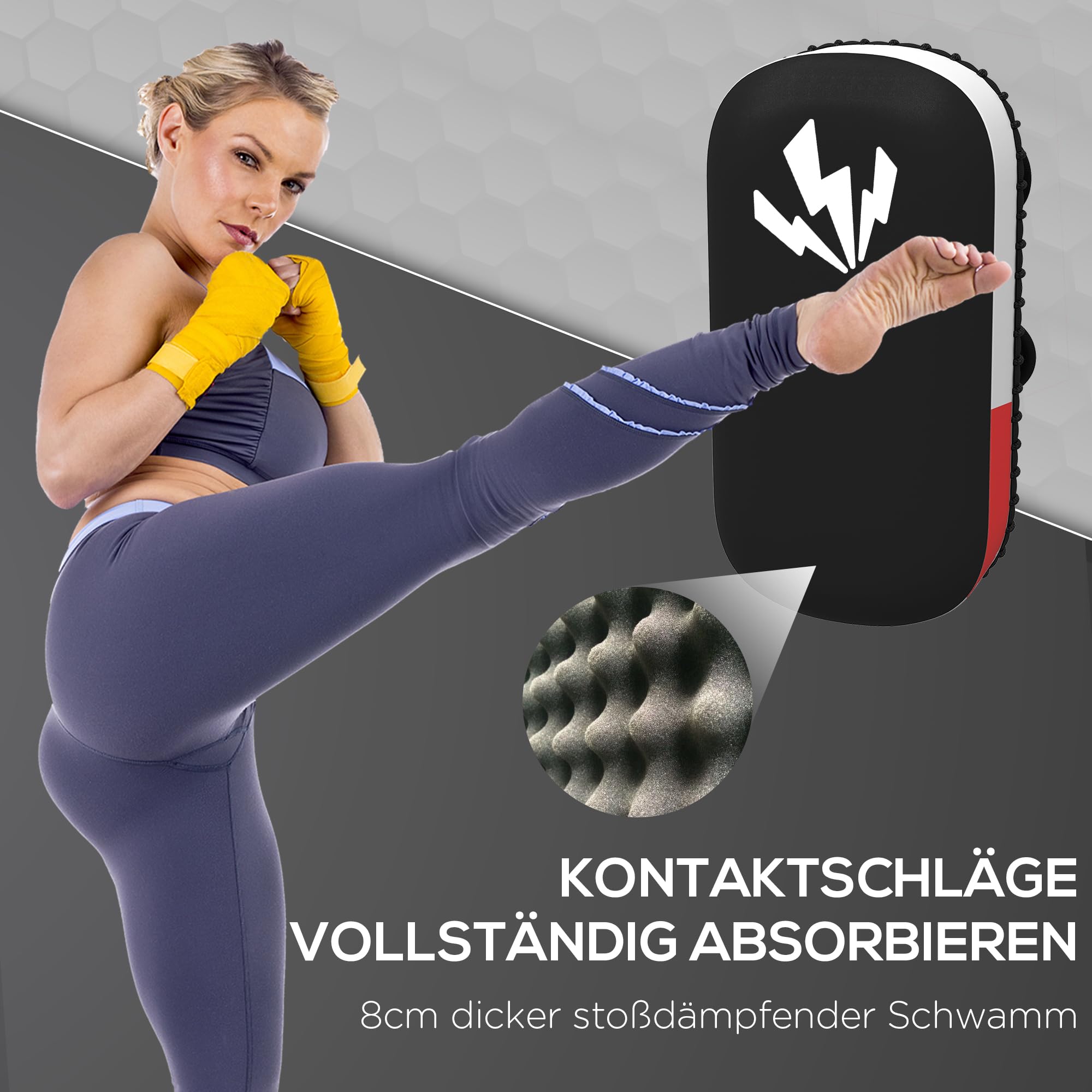 SPORTNOW Pratzen Kickboxen Kickpolster für Muay Thai Boxpratzen Trainerpratzen Schlagpolster für Coaching, Training, Kunstlederbezug