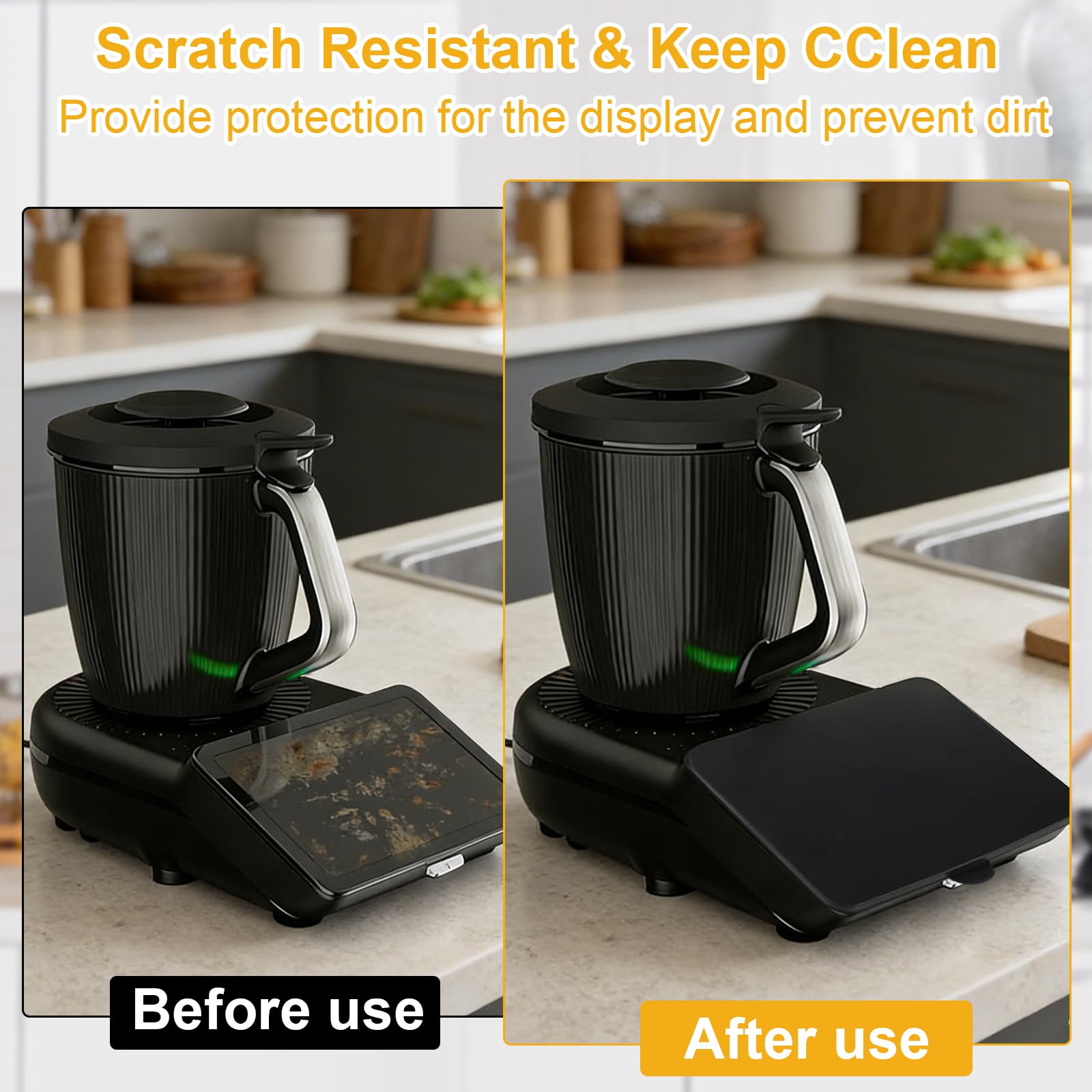 nplaseta Protector de pantalla Vorwerk Thermomix TM7, protege la pantalla de arañazos e impactos, accesorio gadget para Thermomix TM7 Bimby, color negro — view 3