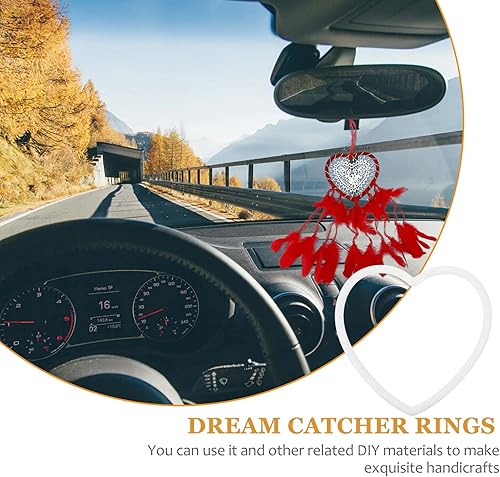 Miniatura 9 de DOITOOL 20 anillos de atrapasueños con forma de corazón, aros de acrílico para coronas, anillos de macramé en forma de corazón, anillos para coronas