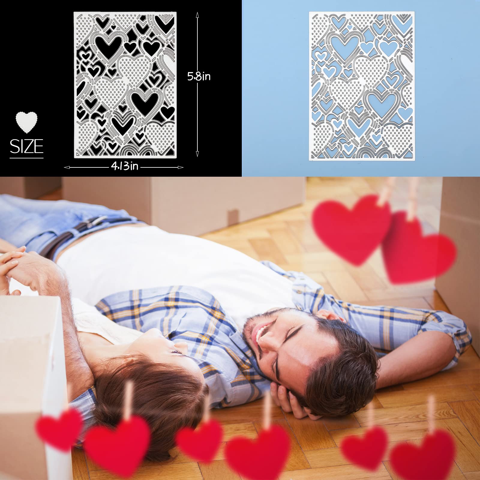 Love Heart Cutting Dies - Kiss Lovers Metal Stencils For Card Making & Scrapbooking