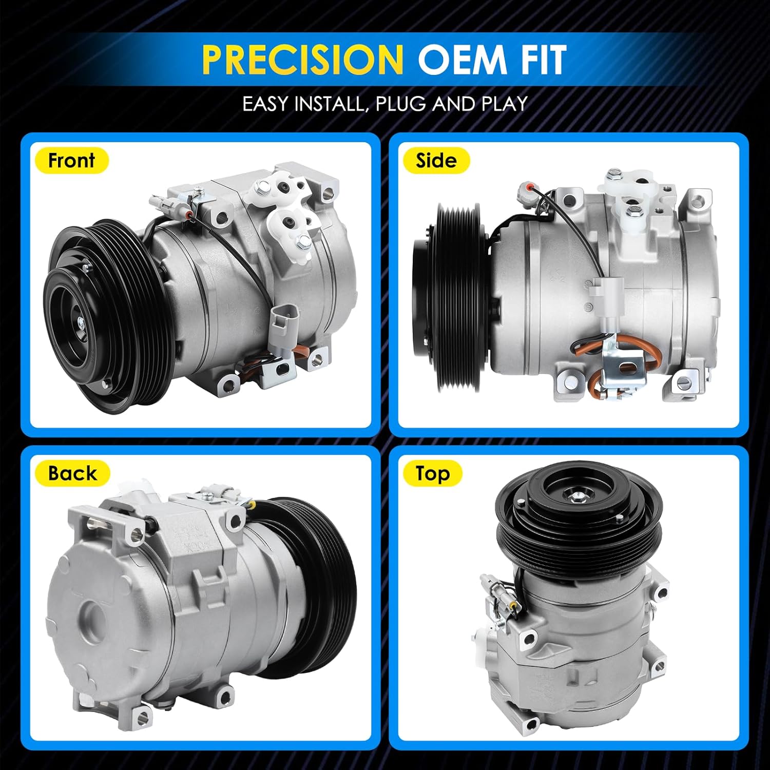 Car A/C Compressor Fit for Toyota Camry 2000-2006, Solara Highlander Avalon, for Lexus RX300 RX330 ES300 ES330 Automotive Replacement AC Compressor 8832007090 A/C Compressor for Car CO 28004C