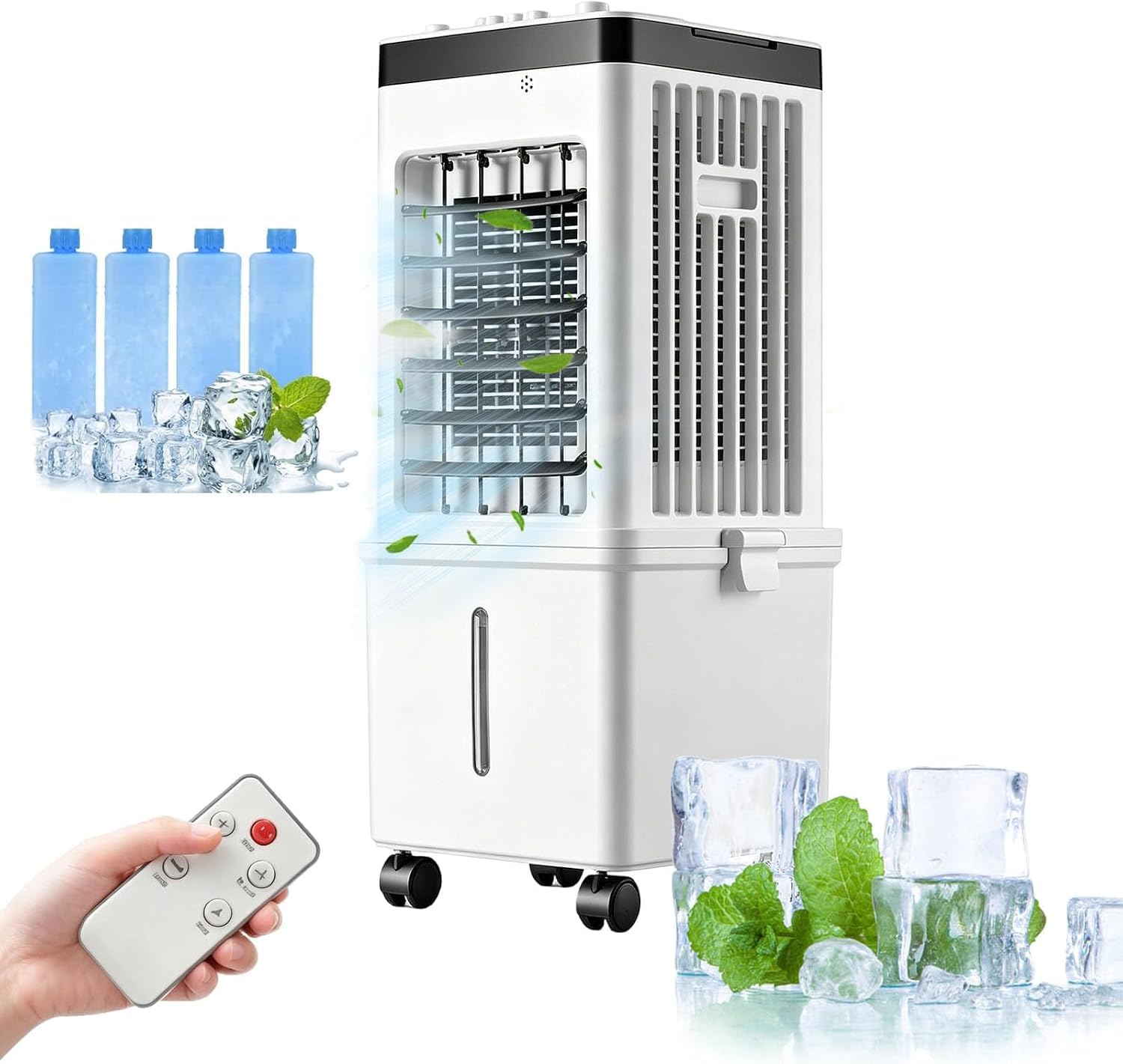 Aires Acondicionados MóViles con tanque agua extraíble 15 litros,unidad acondicionado ventilador 3 velocidades,control remoto,hogar Aire acondicionado,oficina ventiladores refrigeración A/C