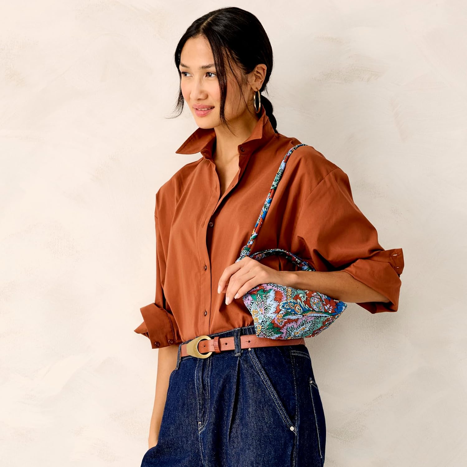 womens Premium Cotton Roxbury Crescent Crossbody Bag - Image 3