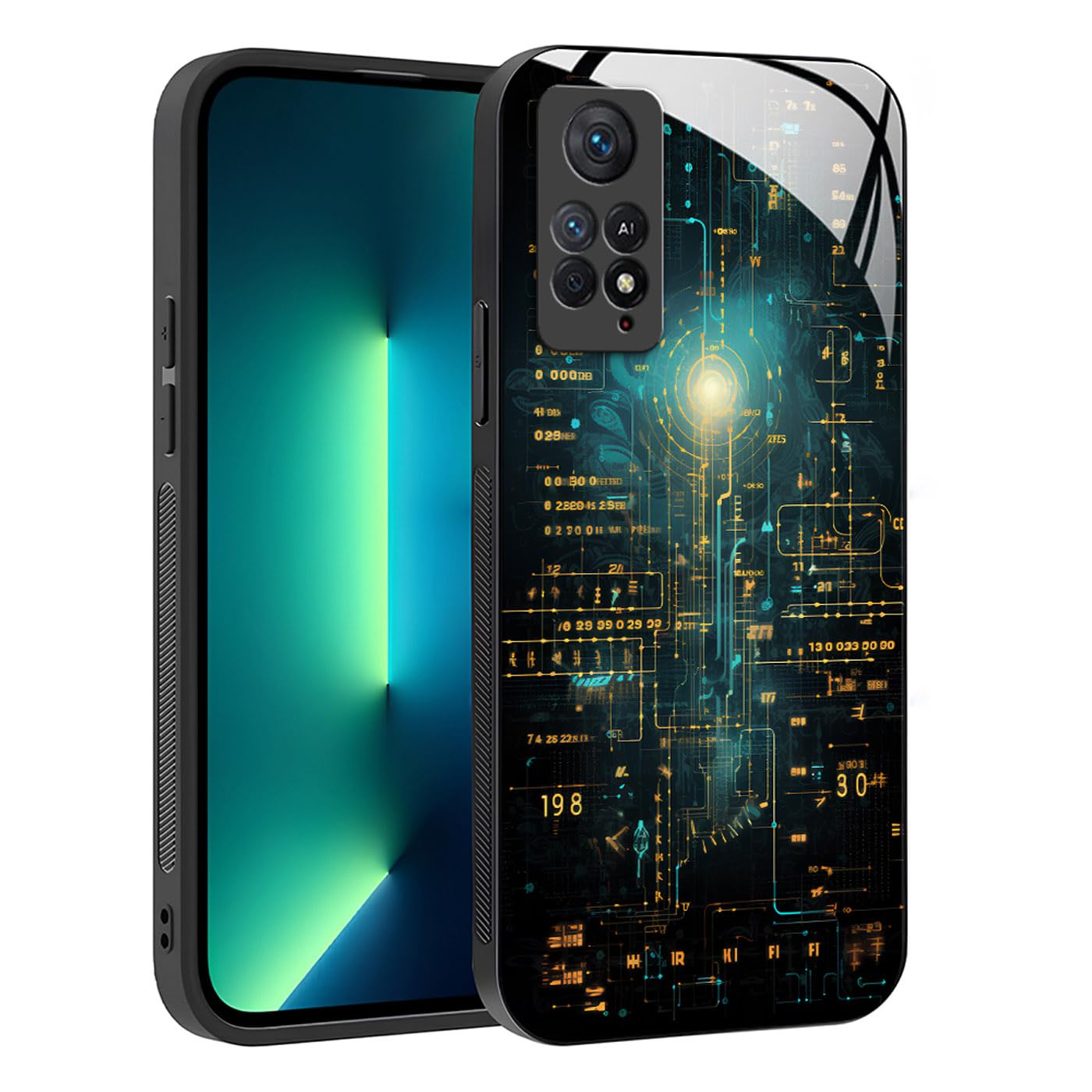 Coque Xiaomi Redmi Note 11 Pro Plus 5G Motif Abstrait Géométrique Arrière Verre Antichoc Cyberpunk