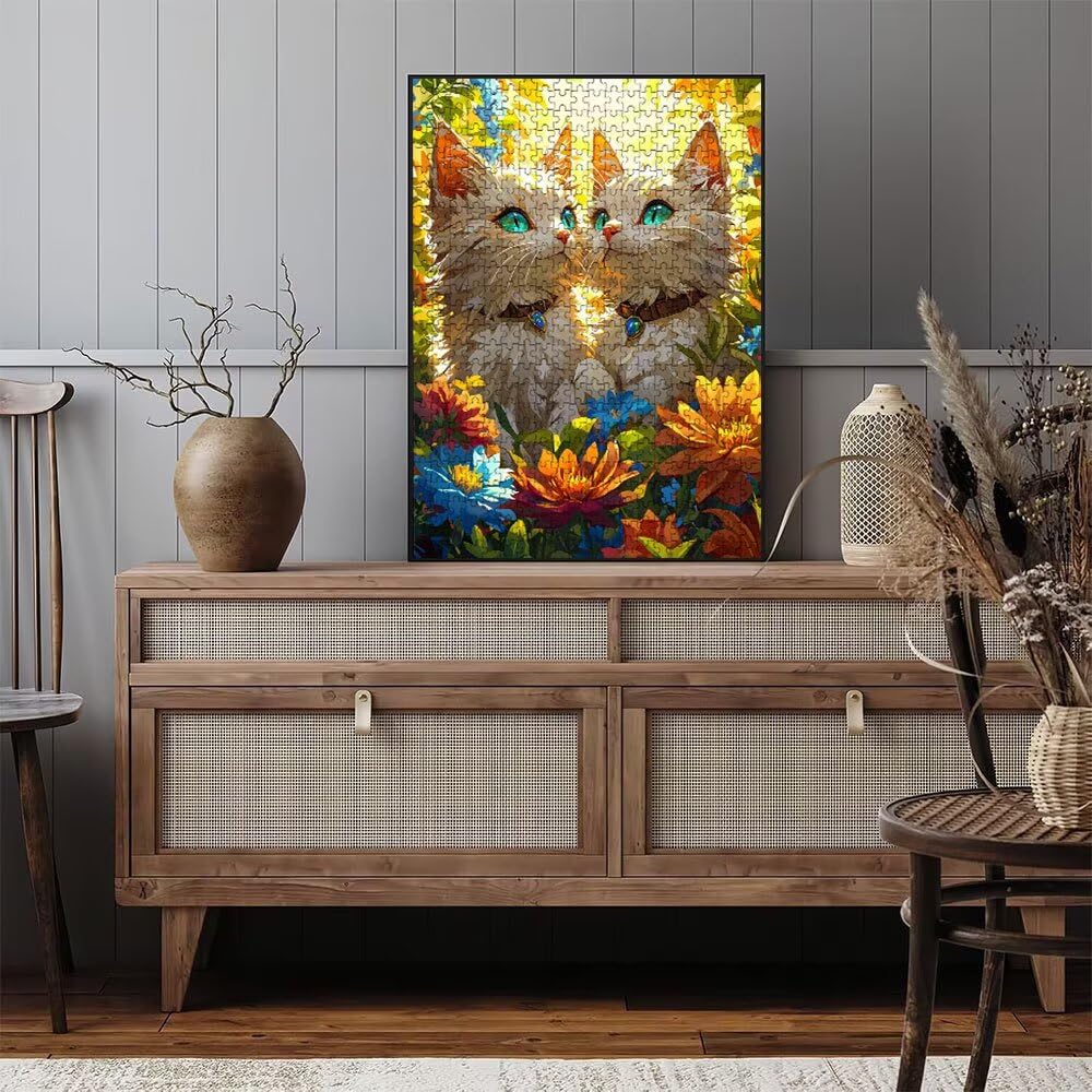 Zwillinge Katzen Puzzle 2000 Teile, Klassische Puzzles, Geschicklichkeitsspiel Puzzle für Erwachsene, Puzzlespiele für Die Ganze Familie, Mit Schöner Verpackung, Dekoration Puzzles DX0YL3-854