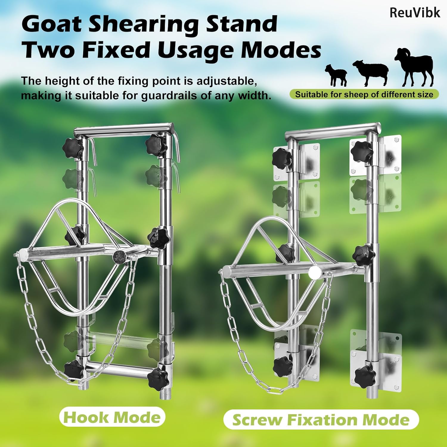 Sturdy Goat Sheep Stand, Livestock Trimming Goat Stand Adjustable Height 304 Stainless Steel Shearing Stand Portable Sheep Head Fixture, for Goat/Sheep Milking, Shearing & Trimming Stands