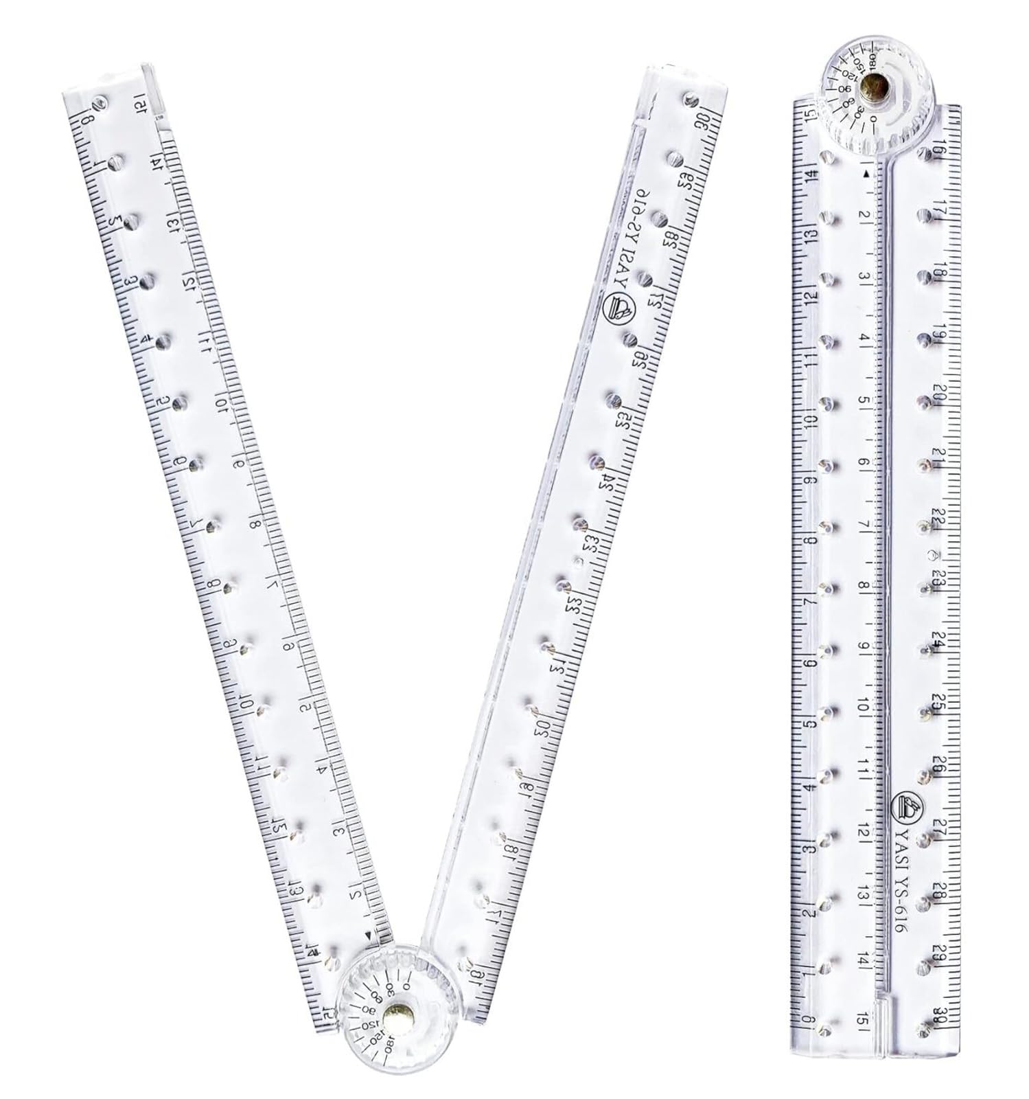 2Pack Folding Ruler Transparent 30cm 300mm Folding Ruler Clear (Clear-2Pcs)