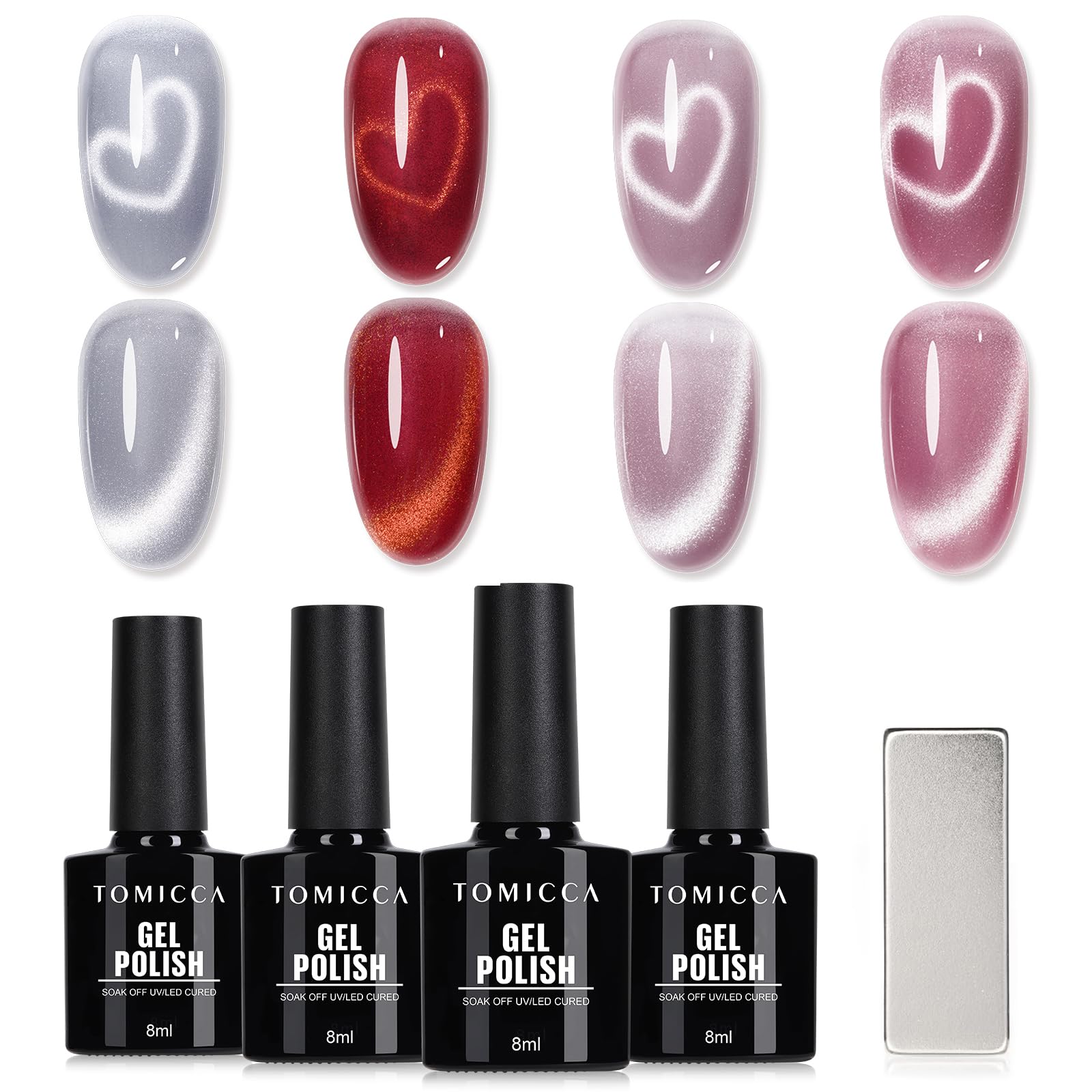 Amazon | TOMICCA マグネットジェル ネイル 微粒子猫目ジェルラメ