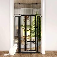 Vista 10 de Puerta extra alta para gatos de 55.11 pulgadas, 29.5-40.6 pulgadas de ancho, puerta para mascotas con puertas para gatos, kit de montaje a presión