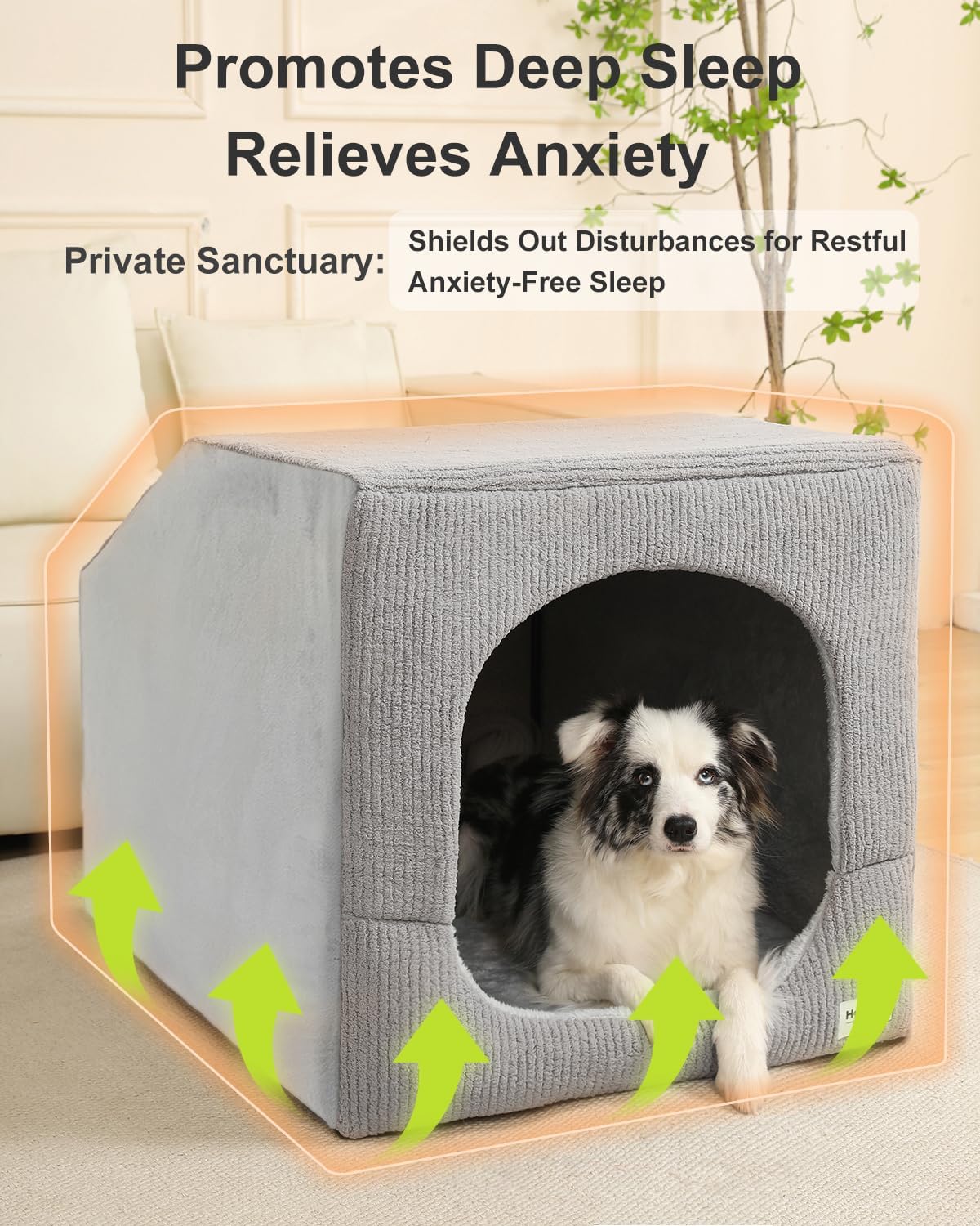 Hovicaed Indoor Dog House for Extra Large Medium Small Sized Dogs - Dog Tent with Washable Removable Cover, Pet Orthopedic Dog Cave Bed Egg-Crate Foam Cushion, Inside Dog House Large Space(XL)