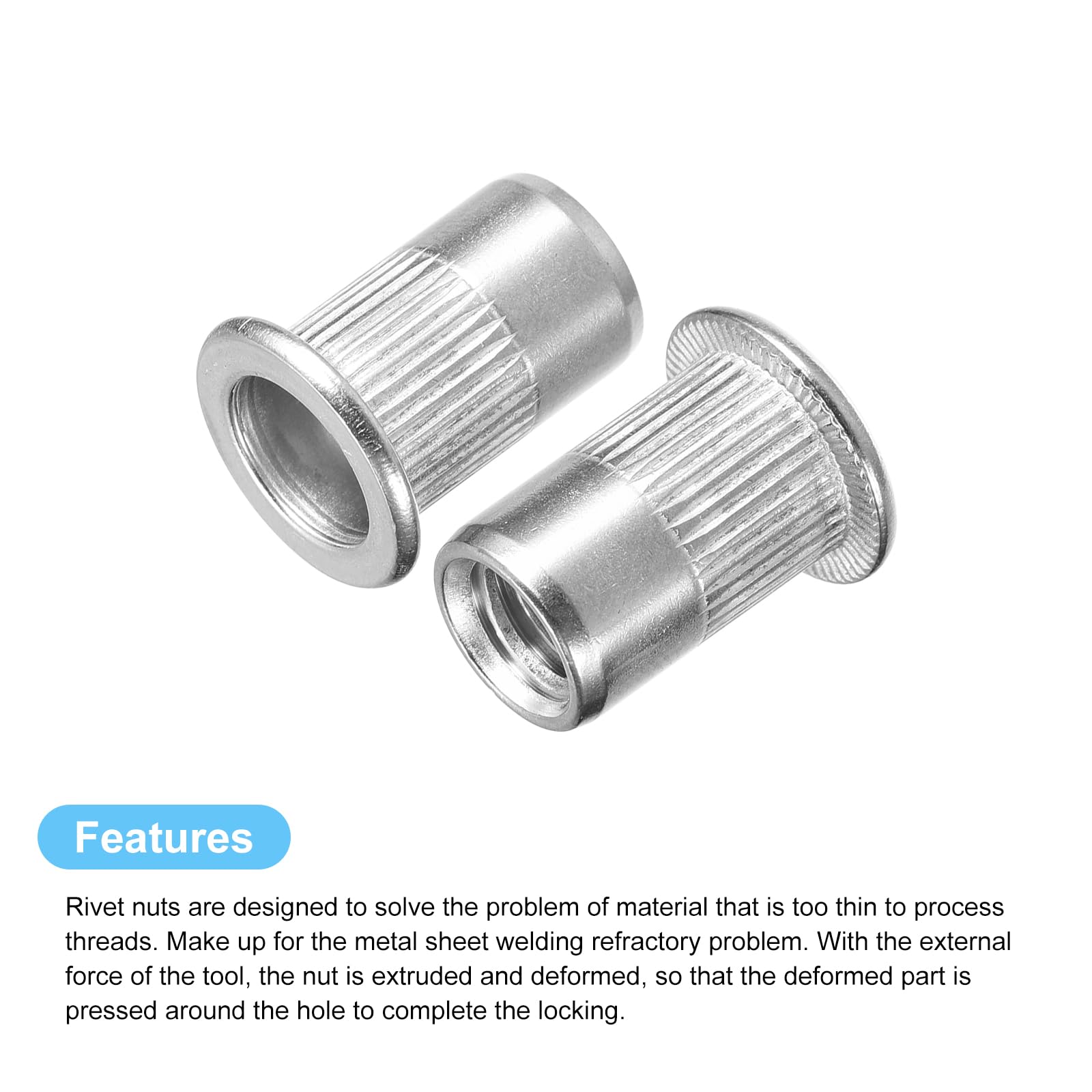 304 Stainless Steel Threaded Inserts 12Pcs 5/16-18 Rivet Nuts - For ...