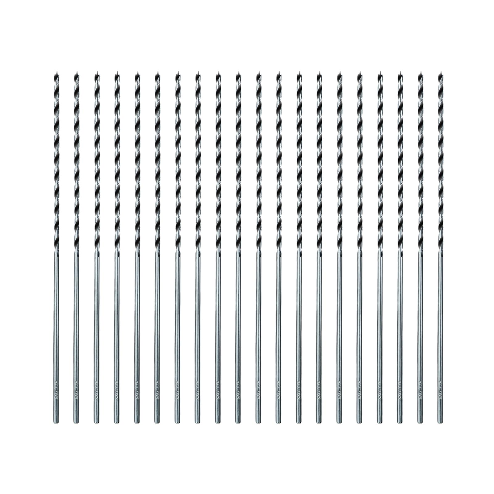 SALI20pcs 3/16 inch Brad Point Wood Drill Bit Set Carbon Steel Wood Drill Bit Set for Hardwood, Plywood, Plastic Round Holes in All Types of Wood Extra Long 11 Inch