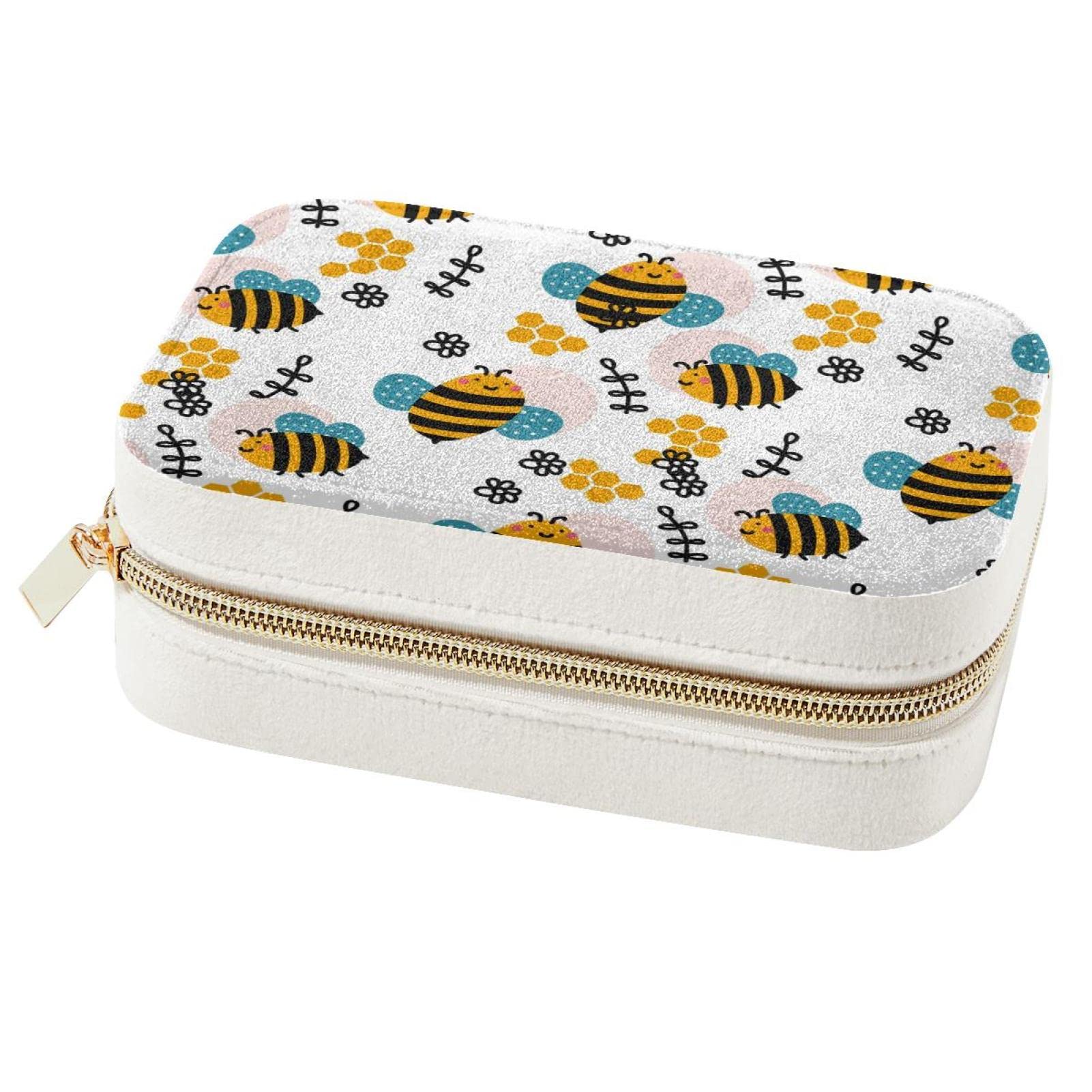 Boîte à bijoux abeille jaune pour bagues et colliers