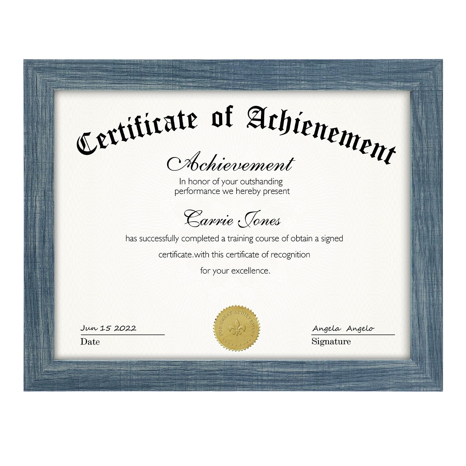 Frametory, Cadre photo en verre véritable de 21,6 x 27,9 cm – Avec crochets arrière pour affichage mural, chevalet pour table, pour certificats, documents, récompenses, remerciements, large moulage