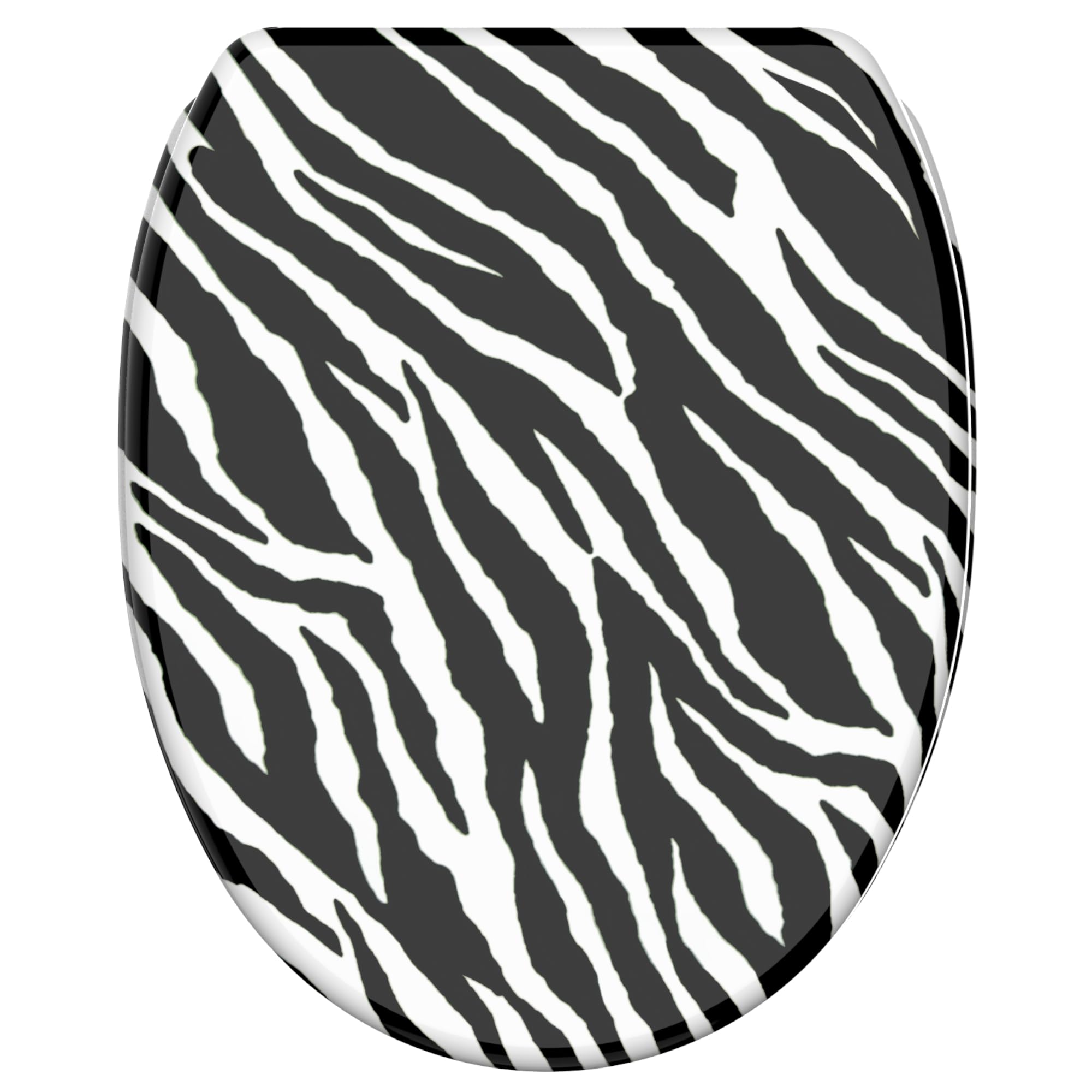 Sanilo Zebra Soft Close Toilet Seat With Quick Release, Toilet Lid Detachable At The Press Of A Button, Easy Installation From Above (Zebra)