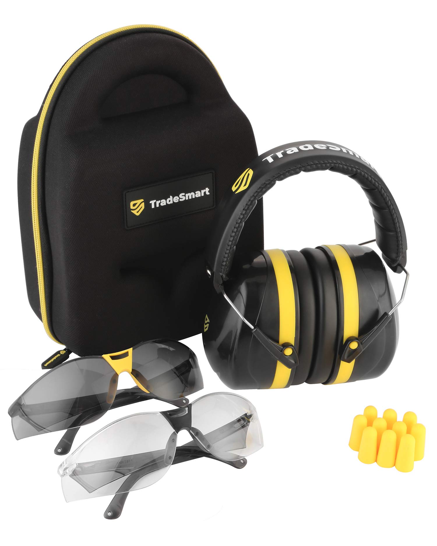 Buy TRADESMART BUILT TRADE TOUGH Ear Muffs, Earplugs and 2Pk Adjustable Safety Glasses with Case