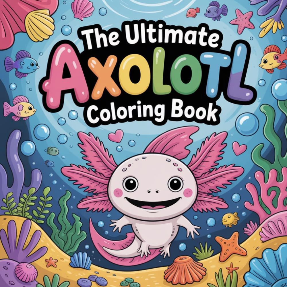 The Ultimate Axolotl Coloring Book: axolotl amphibian relaxation women coloring book simple, axolotl exotic pet stress relief kids book, axolotl cute ... axolotl water animal stress relief women book