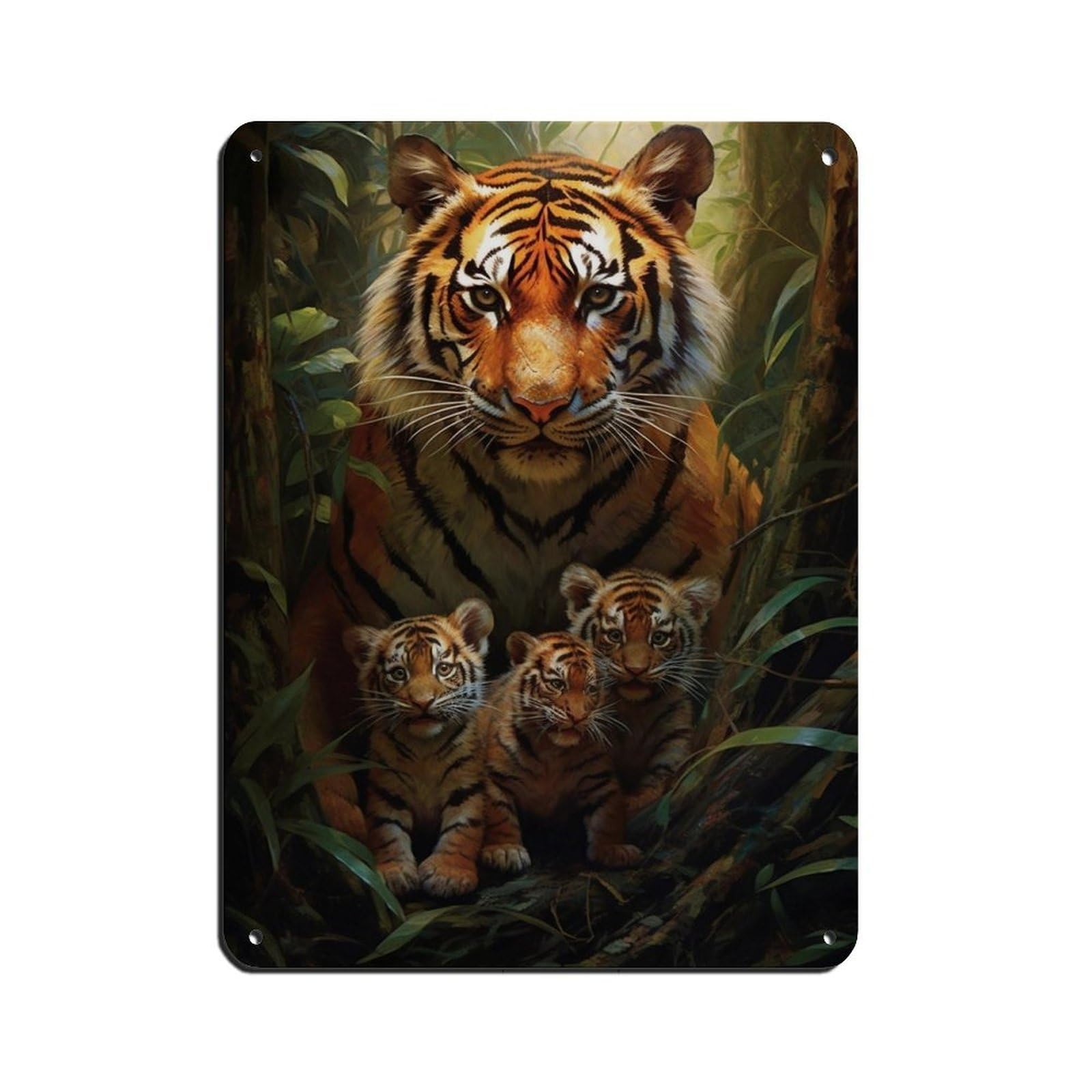 Lxwnze 30L X 40W Cm Tiger Mama（3） Tin Sign Vintage Metal Pub Club Cafe Bar Home Wall Art Decoration Poster Retro 12X16inch(30X40cm)