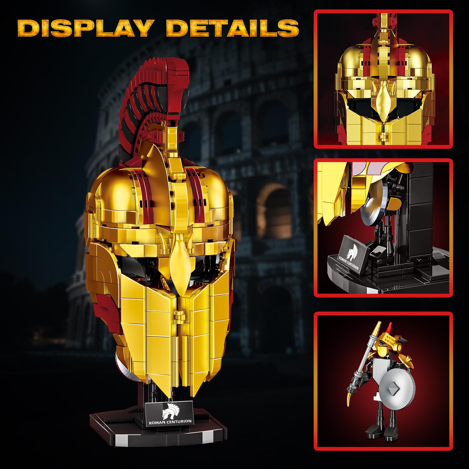Ideas Roman Centurion Helmet Building Set, Collectible Cool Soldier Helmet Home Display Model, Compatible with Lego for Adults, STEM Gift Toy for Teens Boys 8-14 (850 PCS)