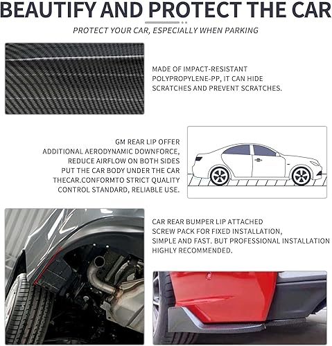 Miniatura 6 de JMTBNO Difusor de labios para parachoques trasero, color negro brillante, compatible con Subaru Impreza WRX STI Infiniti G37 Q50 Q60 Q70 Mazda 2 3 5