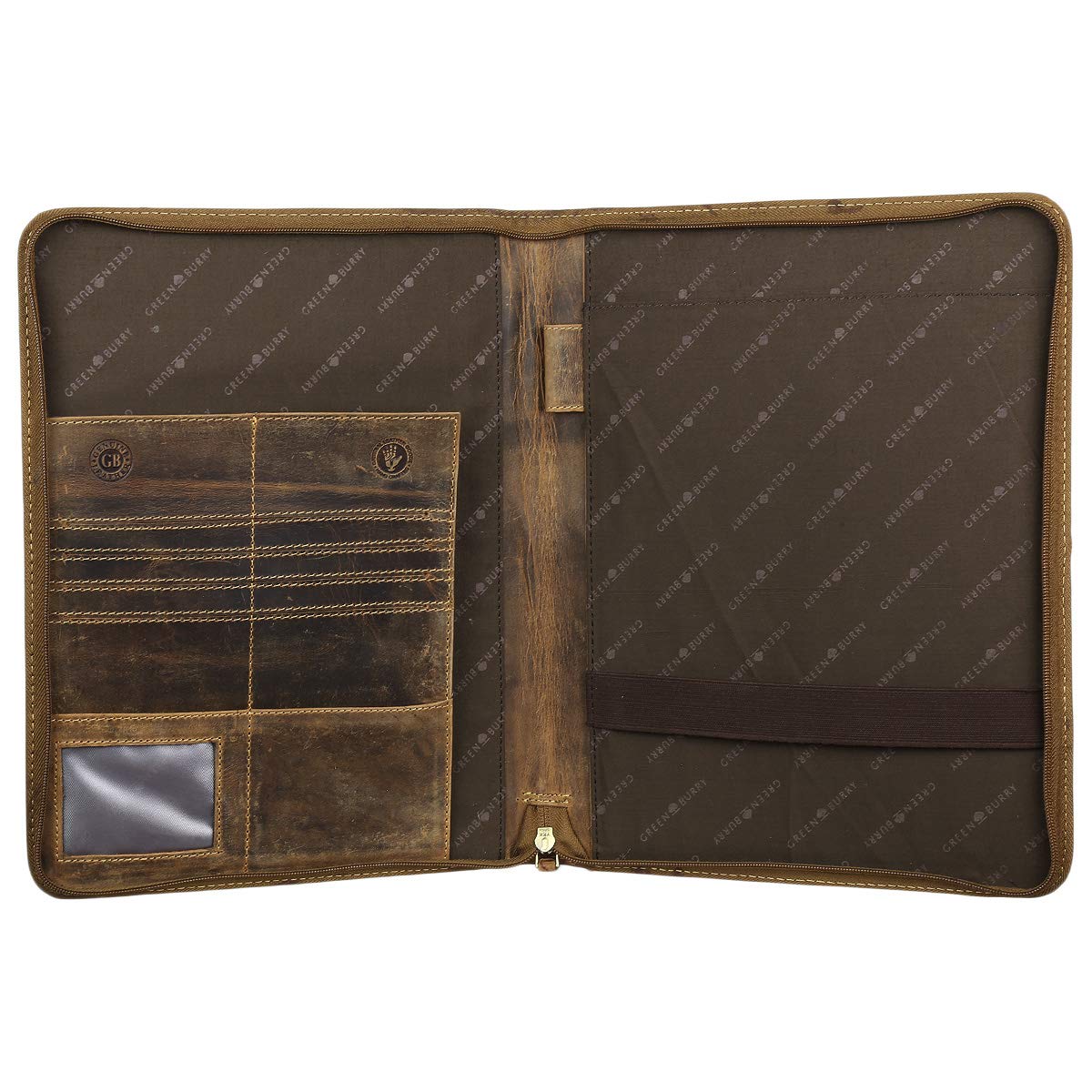Greenburry Cartellina vintage in pelle, formato A4, marrone, 33,5 x 26 x 2,5 cm