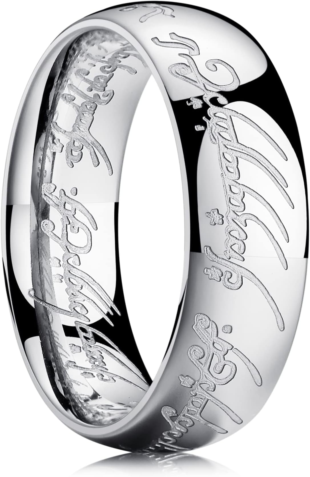 King Will Wedding Band for Men Women-7/8mm One Lord Magic Power Rings Availble in Gold/Black/Sliver, High Polished and Comfort Fit Wedding Ring Size 5-15