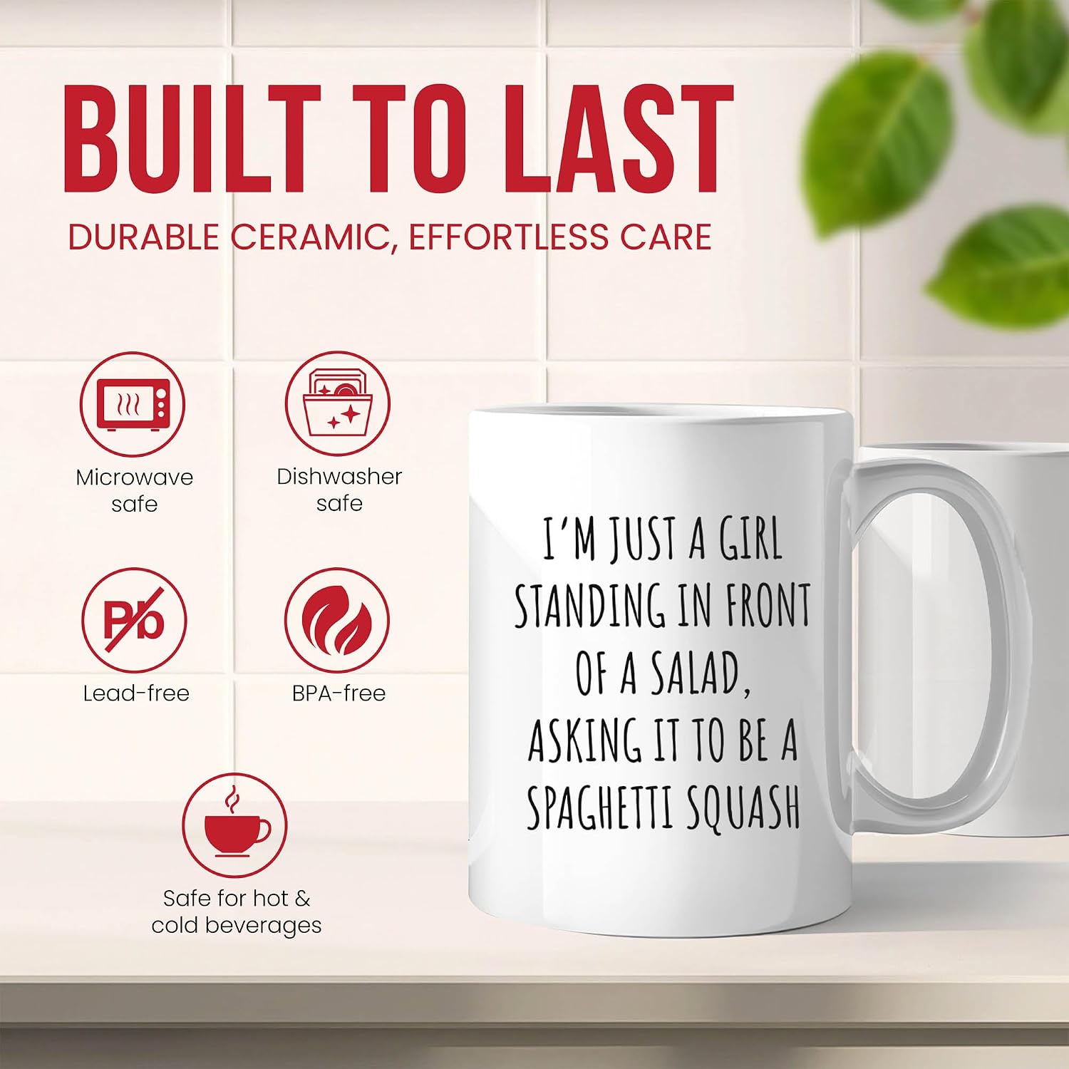 Sarcastic Spaghetti Squash Mug - Pasta Alternative Coffee Cup - Funny Gift From - Low Carb Dish Tea Mugs - Meal Cups - 11 Oz Ceramic Gifts For Lovers, Birthday, Him, Her, Christmas, Prep, Healthy image 4