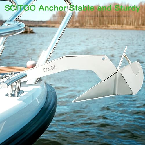Miniatura 2 de SCITOO Anclaje de barco 316 Anclaje de triángulo de acero inoxidable 22.0 lbs22LB Anclajes marinos