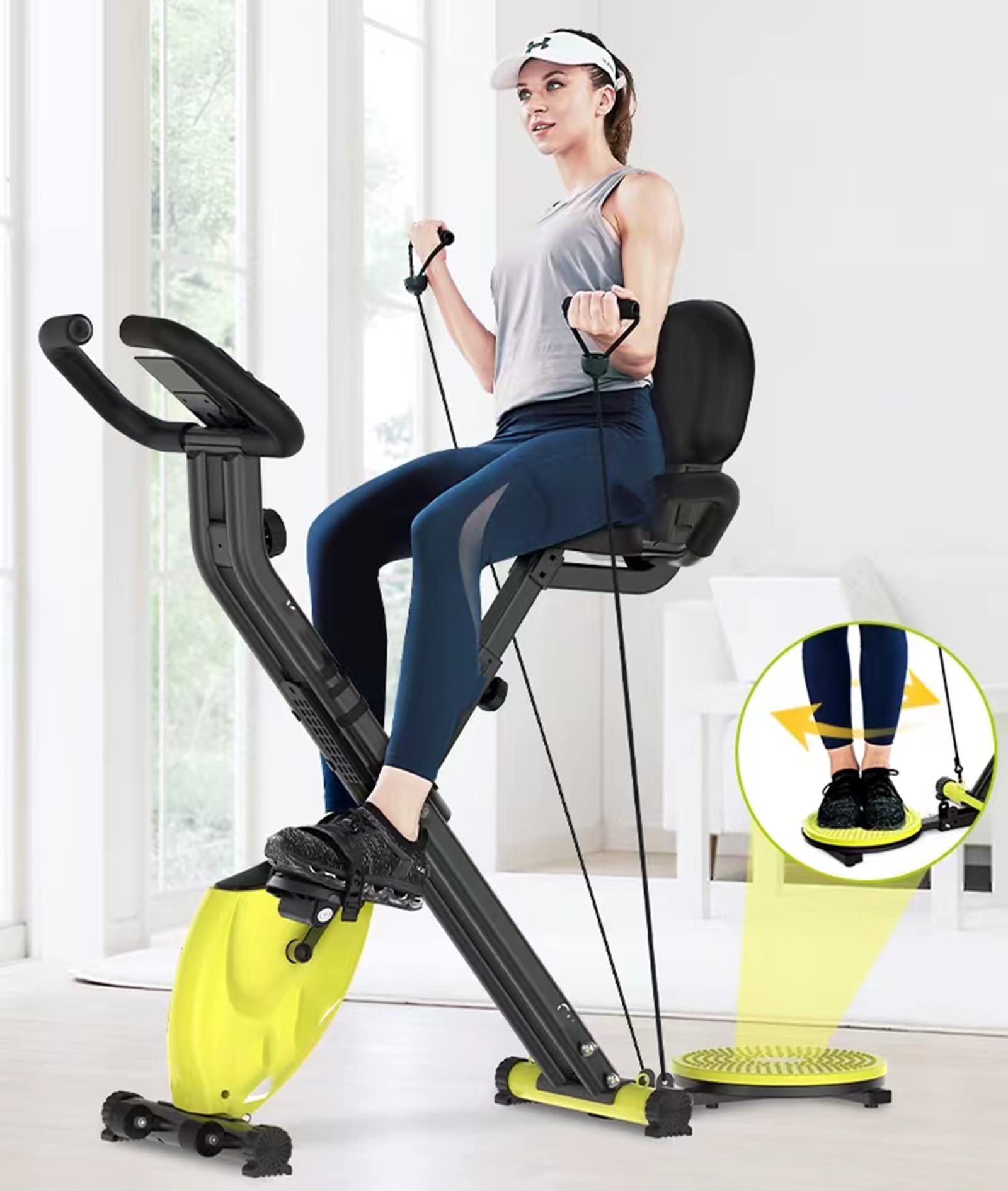 Rower treningowy, składany rower treningowy, mała kontrola magnetyczna Utrata masy ciała Rower treningowy Rower kryty Sprzęt fitness z taśmami oporowymi (red)
