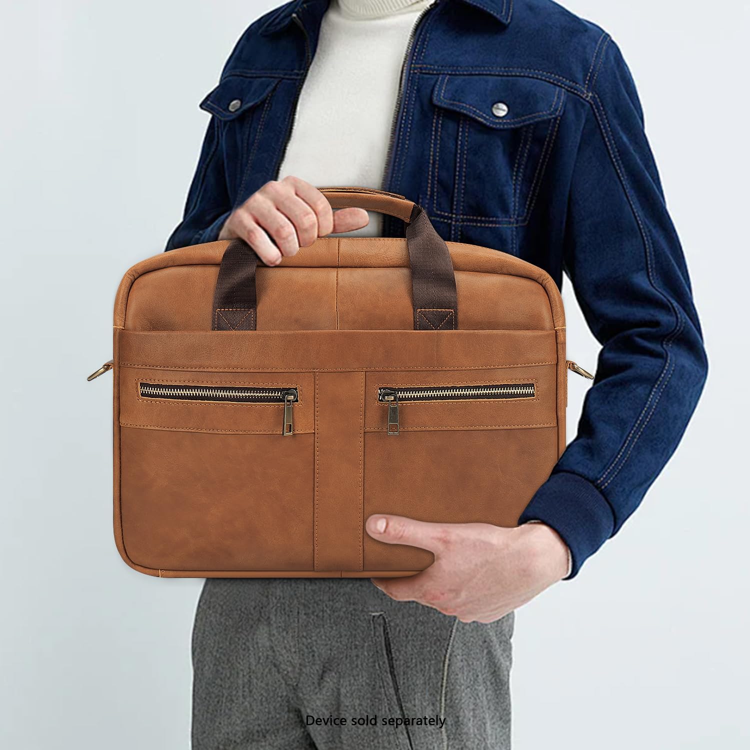 SAHARA - Genuine Leather Business Bag Briefcase for Laptops up to 16-inch