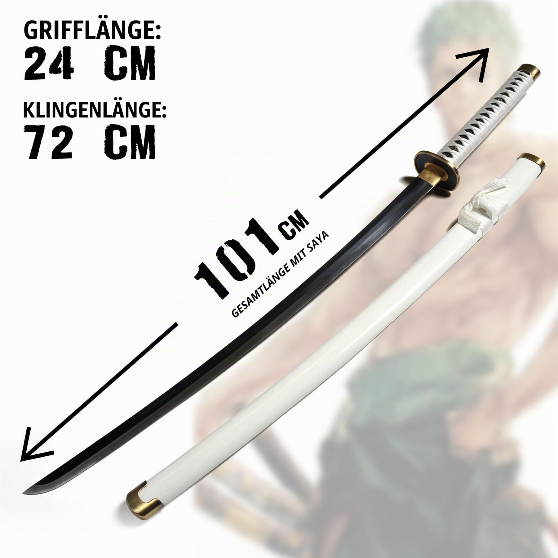 Swords and more Wado-Ichi-Monji von Roronoa Zoro Katana - Handgeschmiedet - One Piece Schwerter Wado Ichimonji, Metall Schwerter aus Carbon Stahl mit Scheide 101 cm, Zoro Schwert für Zoro Cosplay