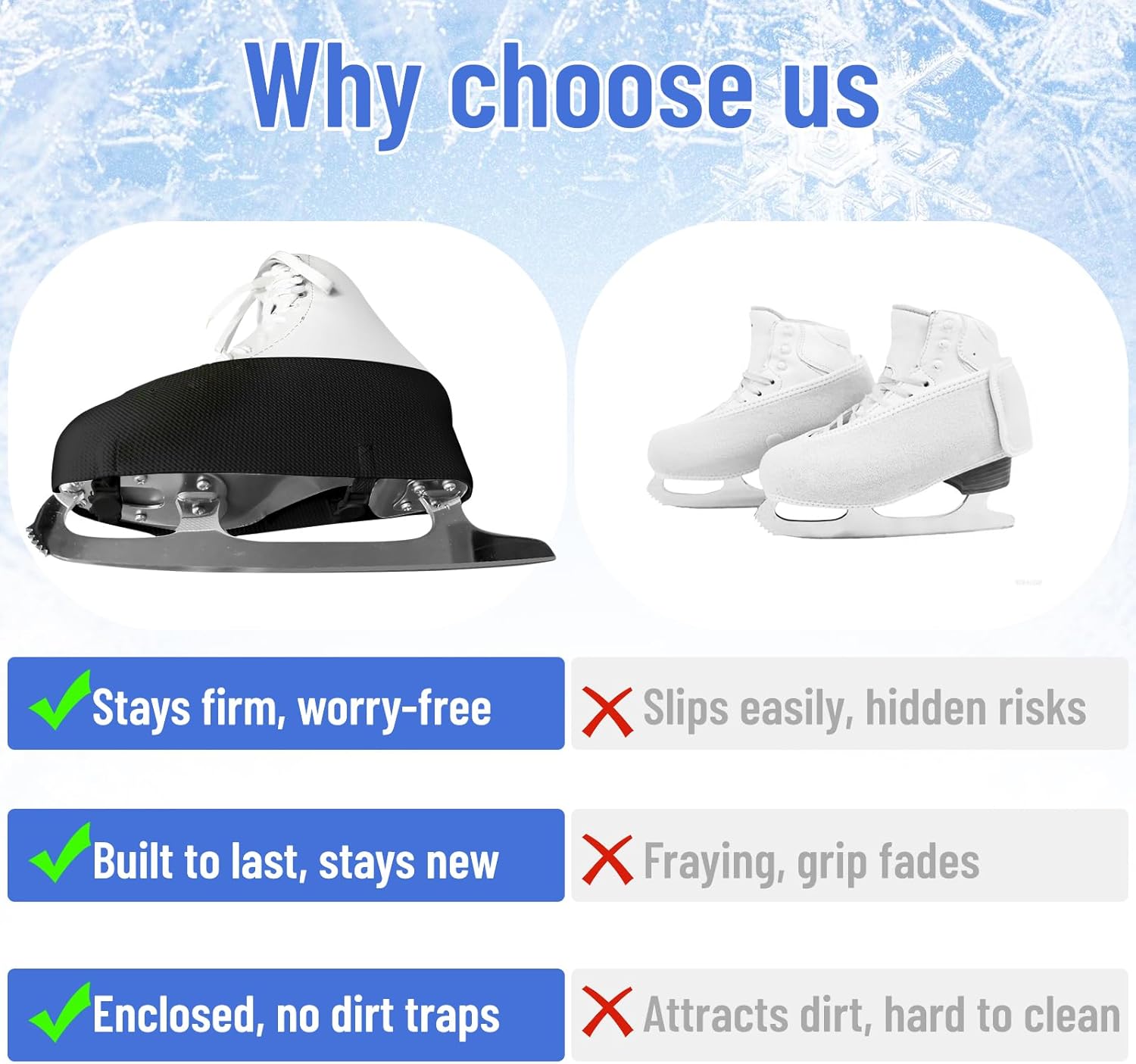 IFOYO Ice Skate Covers for Figure Skats, Easy-on Easy-Off Ice Skating Accessories for Figure, Speed and Recreational Skating, Washable Skatings Boot Covers for Youth and Adults - Image 3