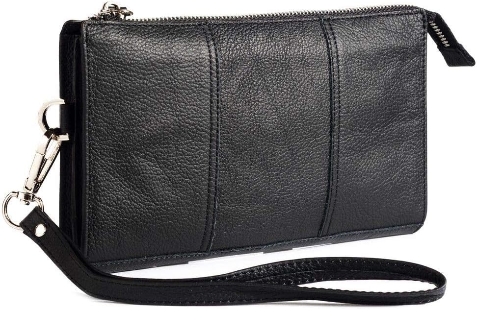 DFV mobile - Genuine Leather Case Handbag for E-TEN M700 - Black