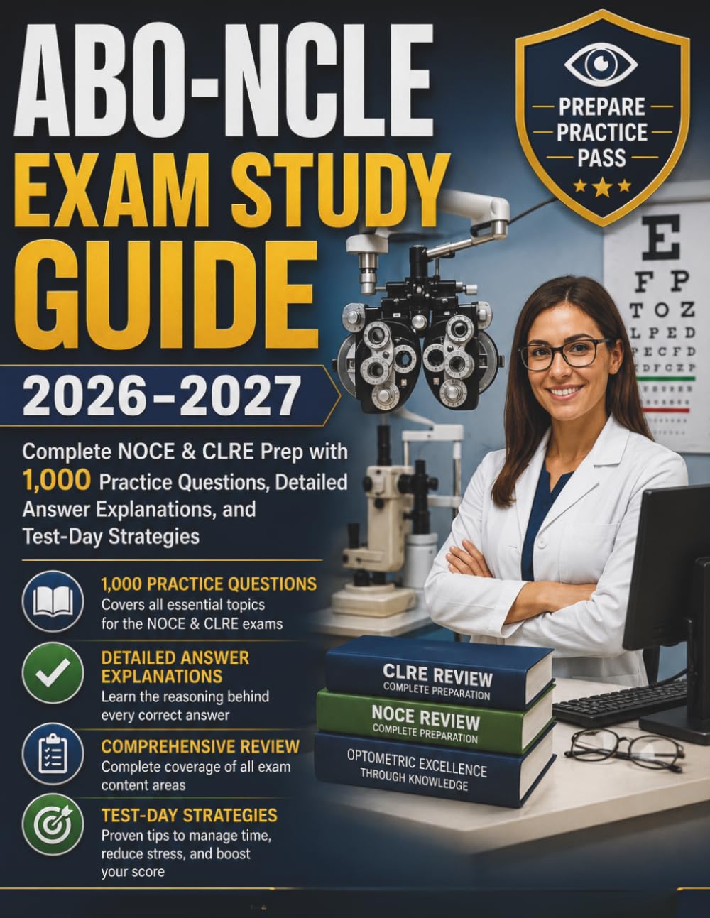 ABO-NCLE EXAM STUDY GUIDE 2026-2027: Complete NOCE & CLRE Prep with 1,000 Practice Questions, Detailed Answer Explanations, and Test-Day Strategies