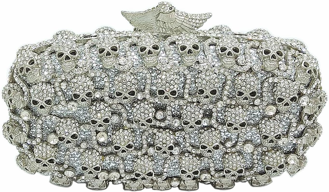 DJBM Glitter Skulls Rhinestone Purse Women's Clutch Handbags Crystal Evening Bags Diamond Evening Clutches for Party Prom