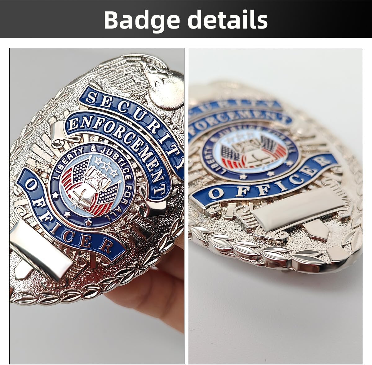 WILDREEDS Badge, Standard Leather Shield Case with, Suitable for Dress Up, Role Play-Silver