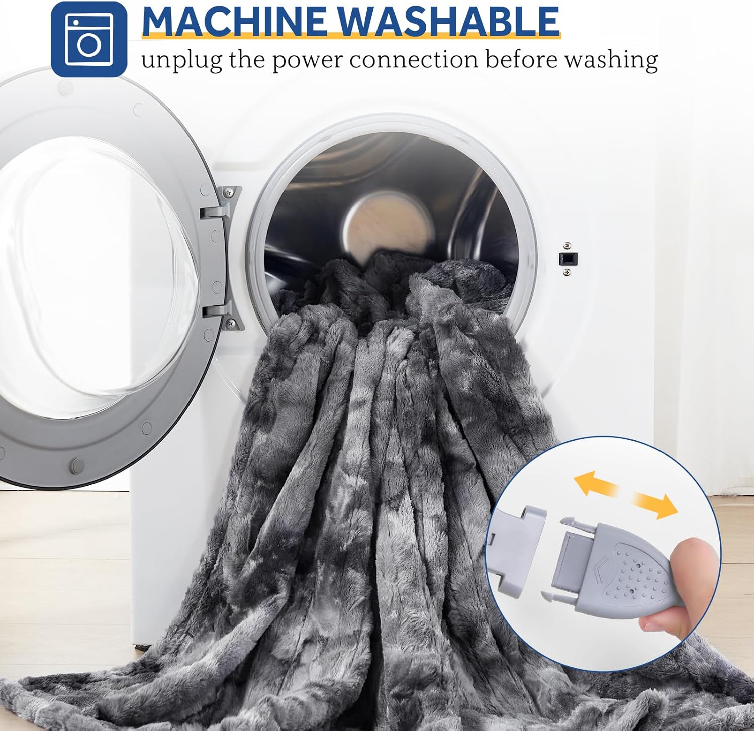 Sealy Electric Blanket Heated Throw, Faux Fur Heating Blanket with 6 Heat Settings & 2-10 Hours Auto Shut Off, Fast Heating & ETL Certification, 50x60 Inch, Grey