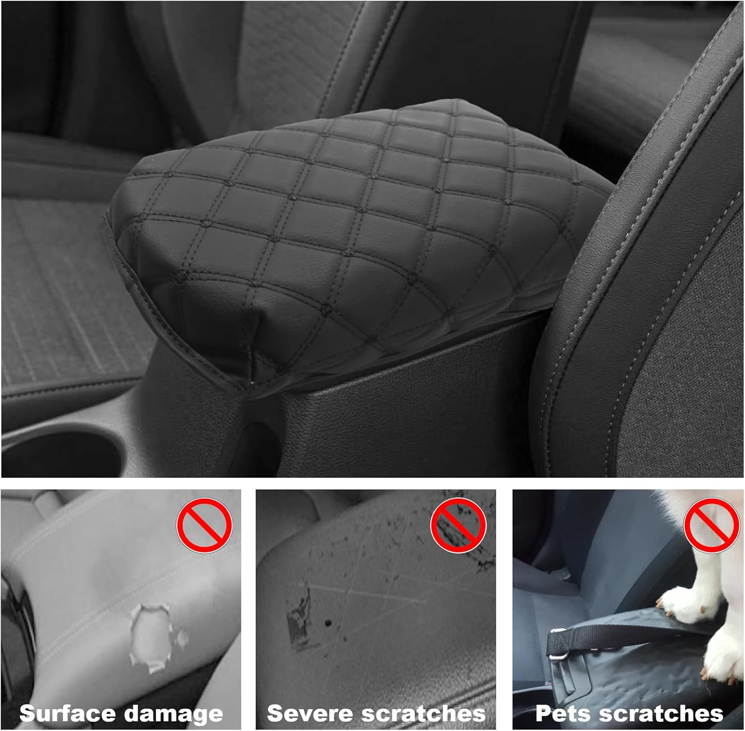 YEE PIN for 2024 2025 Kia Seltos Center Armrest Cover Saver 2024 Seltos Console Cover Fit for 2021 2022 2023 2024 2025 Kia Seltos Central Console Armrest Box Scratch Resistance (Black)