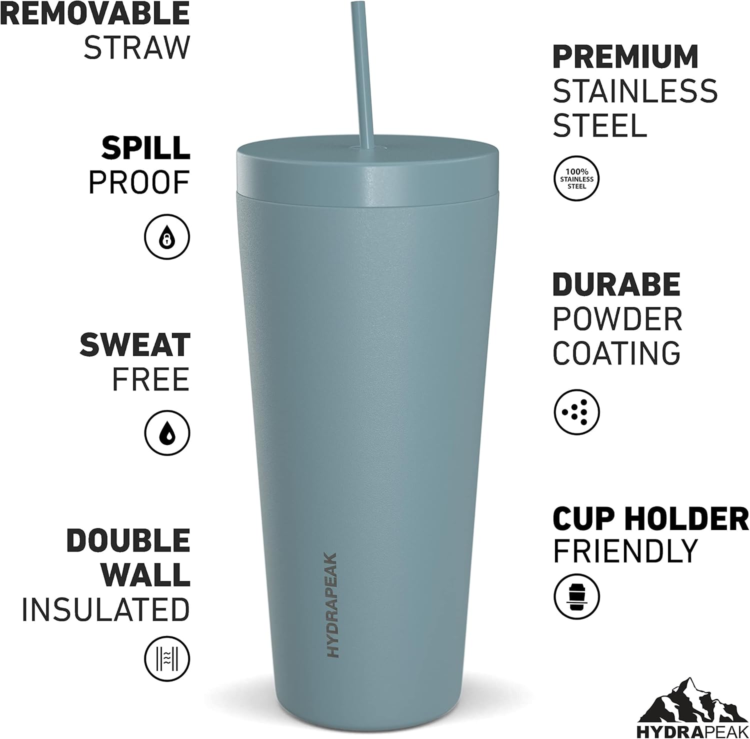 Hydrapeak 25oz Insulated Travel Mug, Stainless Steel, Modern Blue